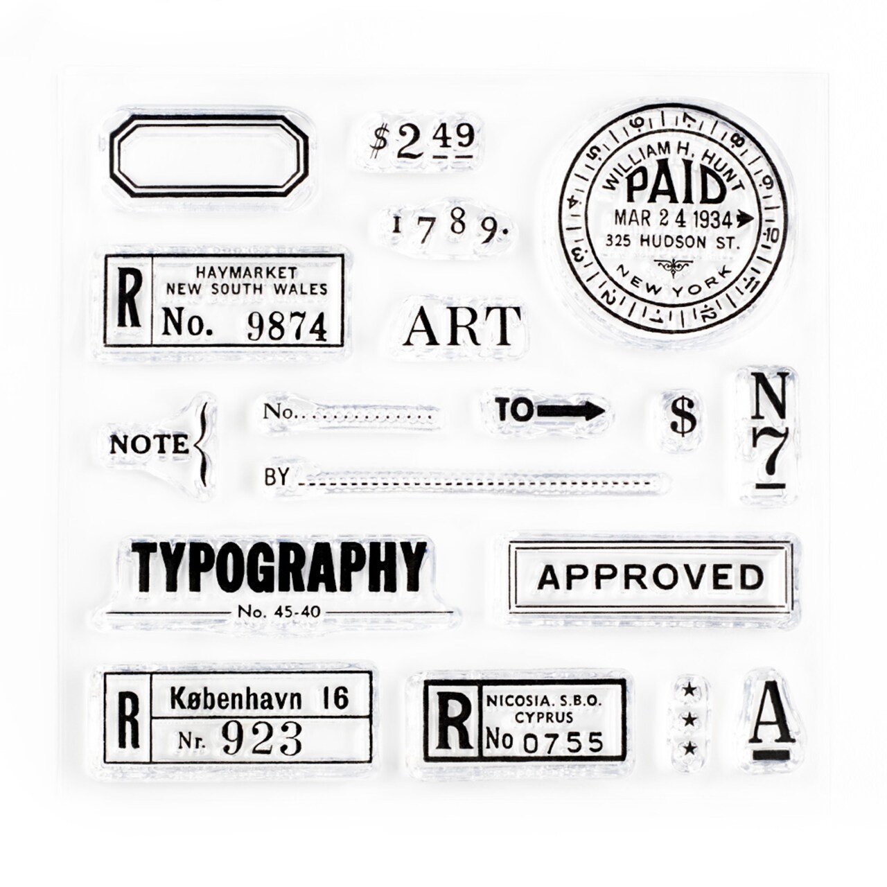 Typography Small Clear Stamp Set 4x4 inch by Wintertime Crafts